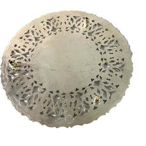 Silver-plate Trivet Plate Filagree Footed 7" Party Wedding Home Decor Maximalist